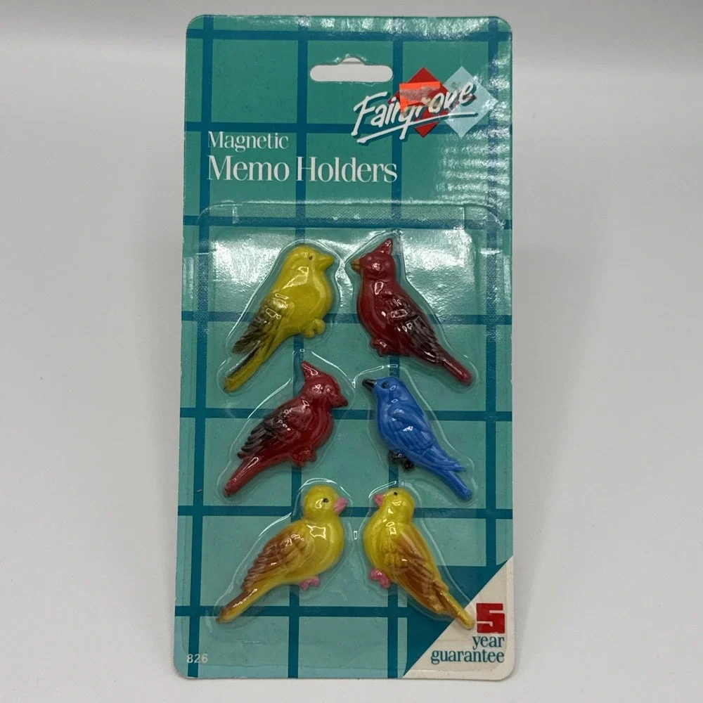 Fairgrove Magnets Birds Cardinals 1992 New Old Stock Magnetic Memo Holders